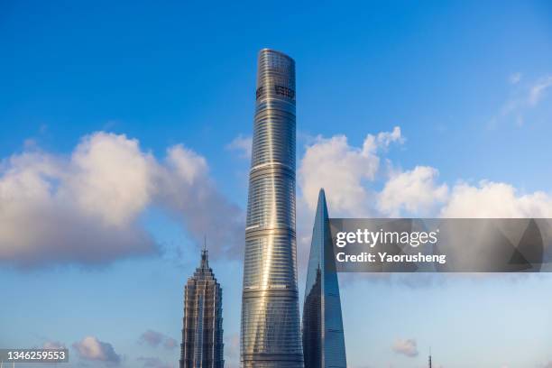 shanghai skyscrapers in a sunny day - shanghai tower stock pictures, royalty-free photos & images