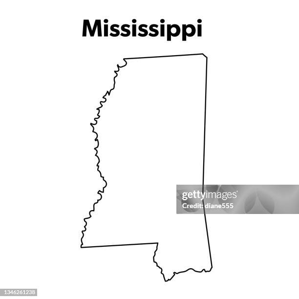 ilustraciones, imágenes clip art, dibujos animados e iconos de stock de esquema del mapa estatal de los estados unidos, misisipi - misisipi