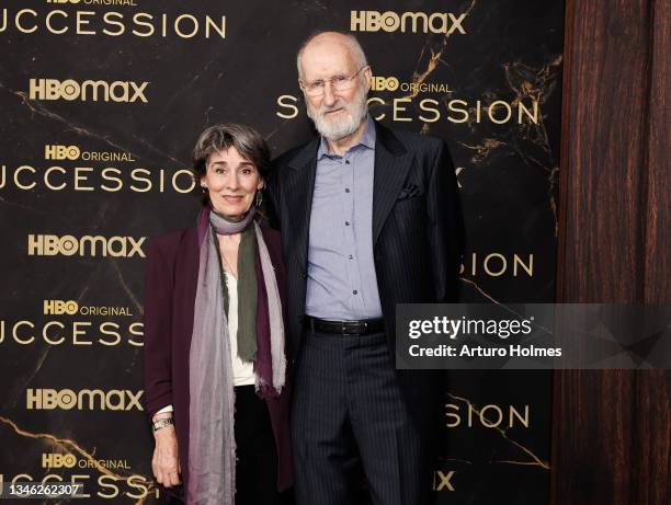 Anna Stuart and James Cromwell attend the HBO's "Succession" Season 3 Premiere at American Museum of Natural History on October 12, 2021 in New York...