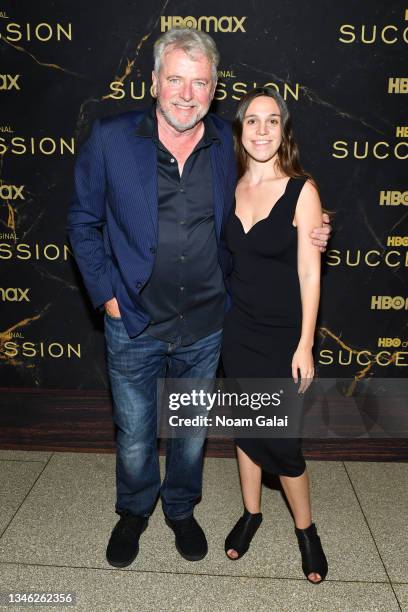 Aidan Quinn and his daughter, Ava Eileen Quinn attend HBO's "Succession" Season 3 Premiere at American Museum of Natural History on October 12, 2021...