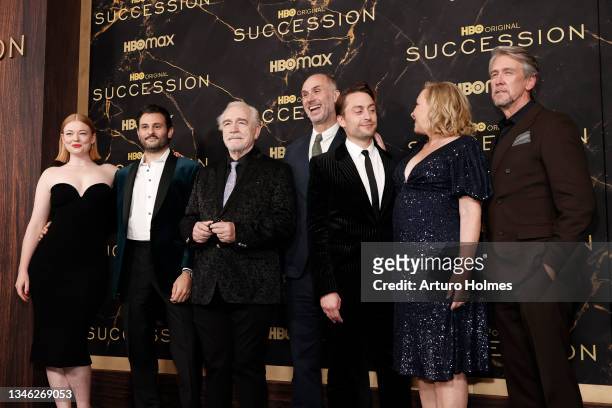 Sarah Snook, Arian Moayed, Brian Cox, Jesse Armstrong, Kieran Culkin, J. Smith-Cameron and Alan Ruck attend the HBO's "Succession" Season 3 Premiere...