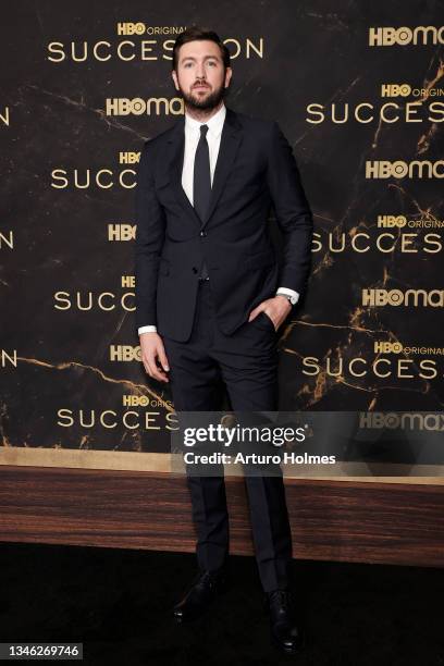 Nicholas Braun attends the HBO's "Succession" Season 3 Premiere at American Museum of Natural History on October 12, 2021 in New York City.