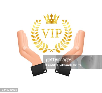 Recognizing Vip Golden Symbol Of Exclusivity The Label Vip With Glitter In Hands Very ...