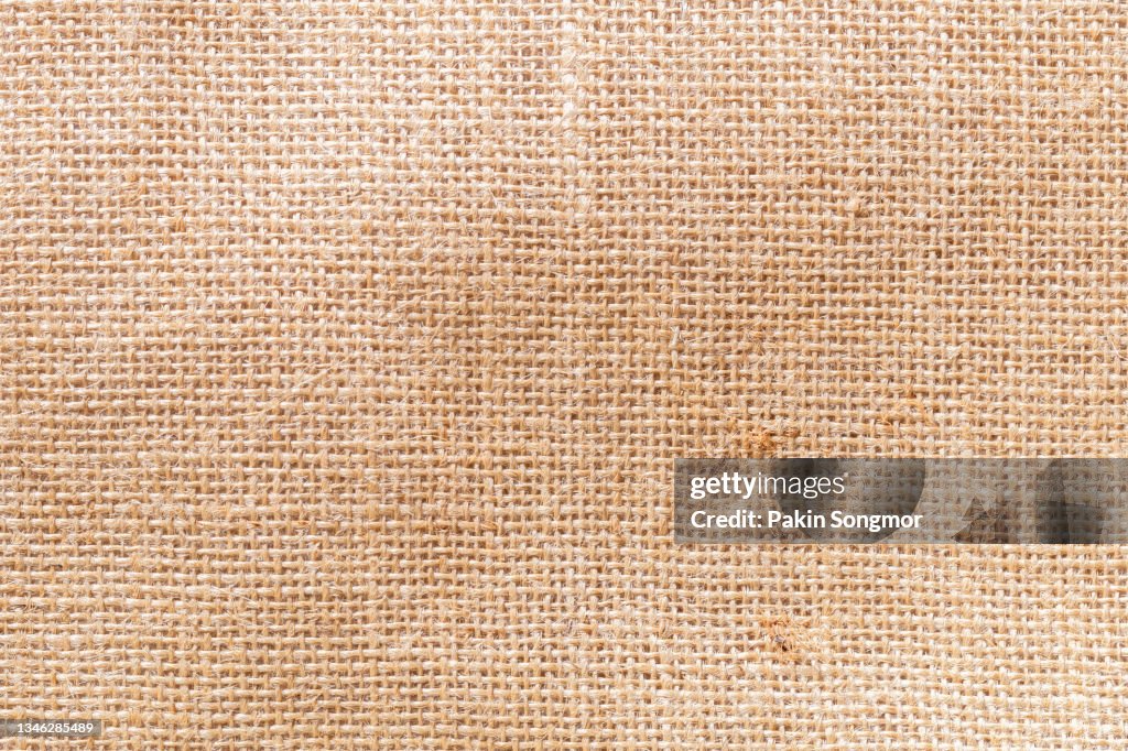 Close up burlap textured and textile background with full frame.