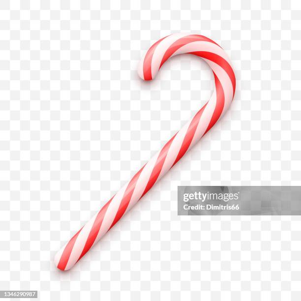 christmas realistic candy cane on transparent background - candy cane stock illustrations