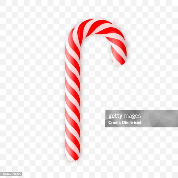 christmas realistic candy cane on transparent background - candy cane stock illustrations