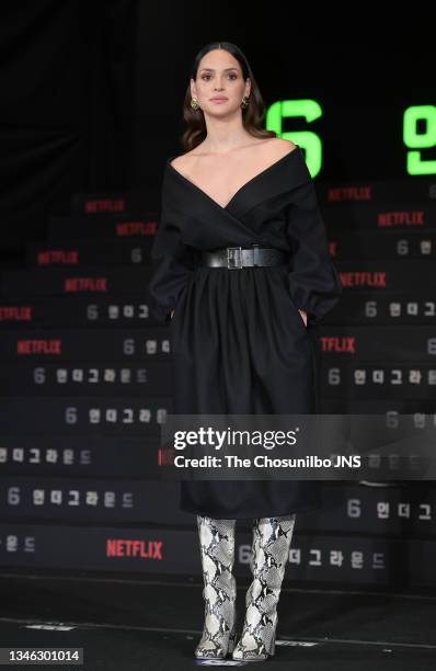 Actress Adria Arjona attends the world premiere of Netflix film '6 Underground' at Four Seasons Hotel on December 02, 2019 in Seoul, South Korea.