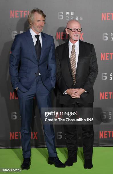Film director Michael Bay and producer Ian Bryce attend the world premiere of Netflix film '6 Underground' at Four Seasons Hotel on December 02, 2019...