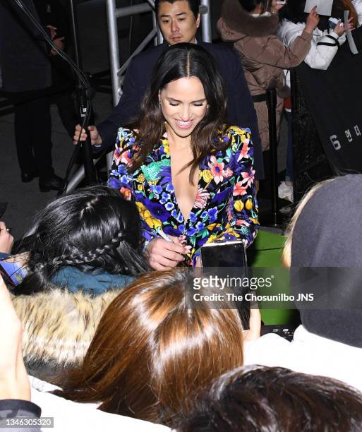Actress Adria Arjona attends the world premiere of Netflix film '6 Underground' at Four Seasons Hotel on December 02, 2019 in Seoul, South Korea.