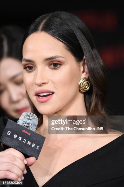 Actress Adria Arjona attends the world premiere of Netflix film '6 Underground' at Four Seasons Hotel on December 02, 2019 in Seoul, South Korea.