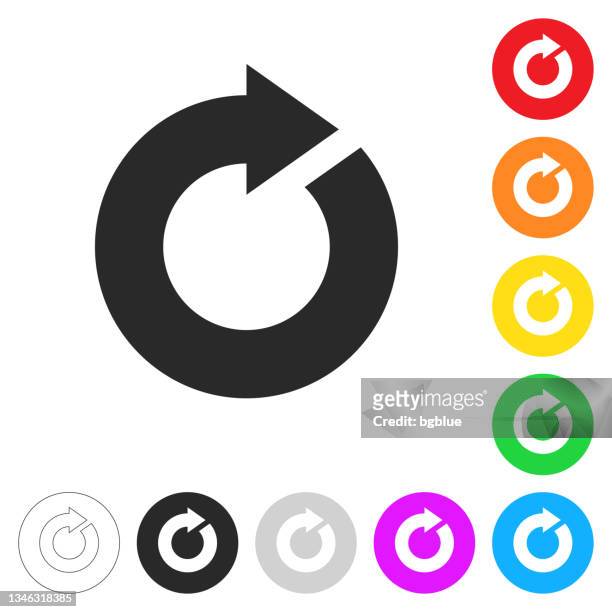 refresh. flat icons on buttons in different colors - replay stock illustrations