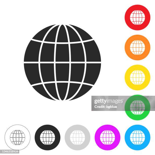 stockillustraties, clipart, cartoons en iconen met globe. flat icons on buttons in different colors - equator line