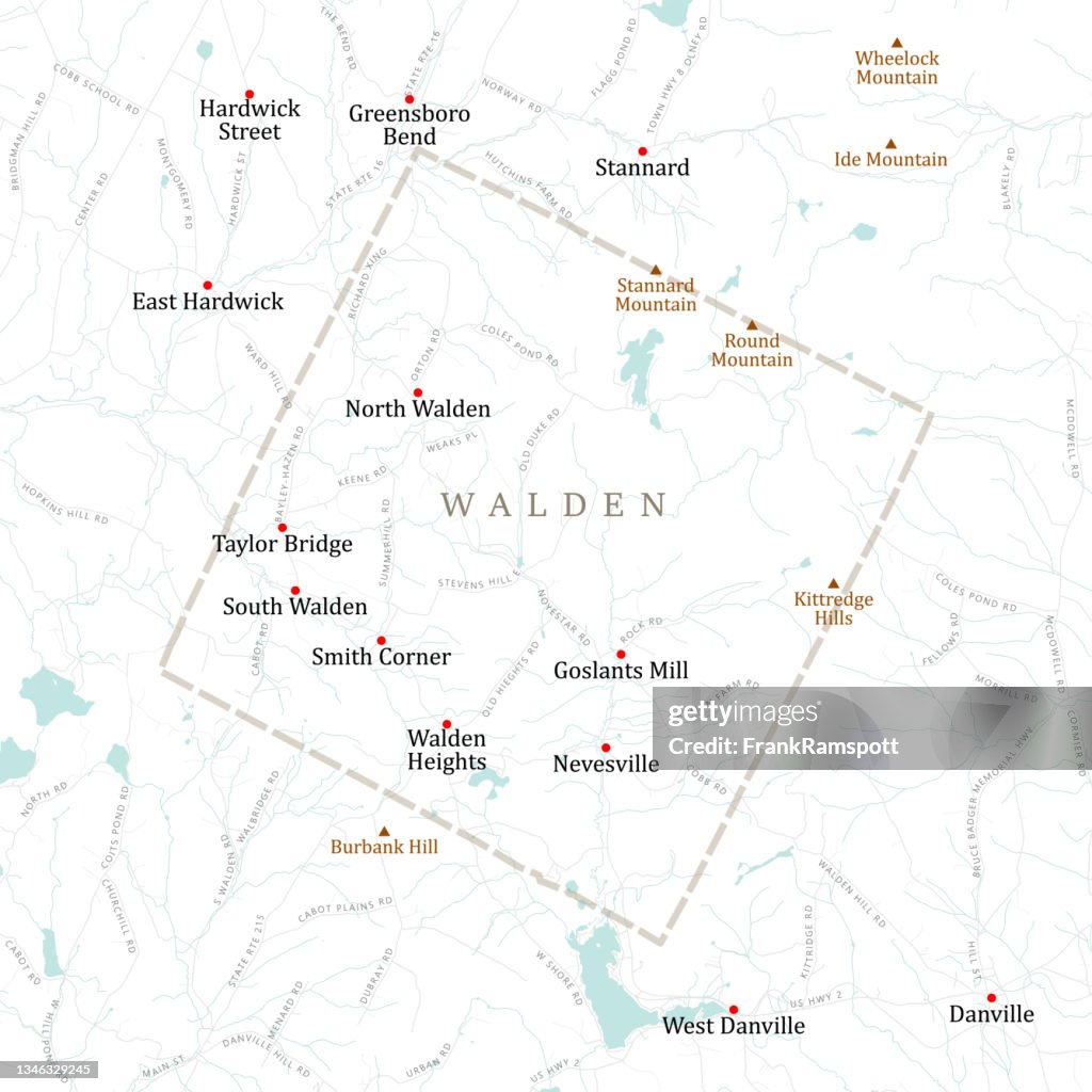 VT Caledonia Walden Vector Road Map