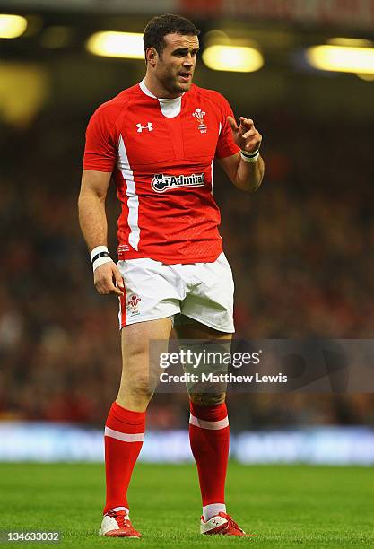 Jamie Roberts of Wales in action during the Test match between Wales and the Australian Wallabies at Millennium Stadium on December 3, 2011 in...