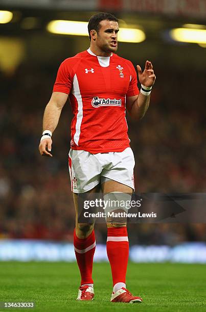 Jamie Roberts of Wales in action during the Test match between Wales and the Australian Wallabies at Millennium Stadium on December 3, 2011 in...