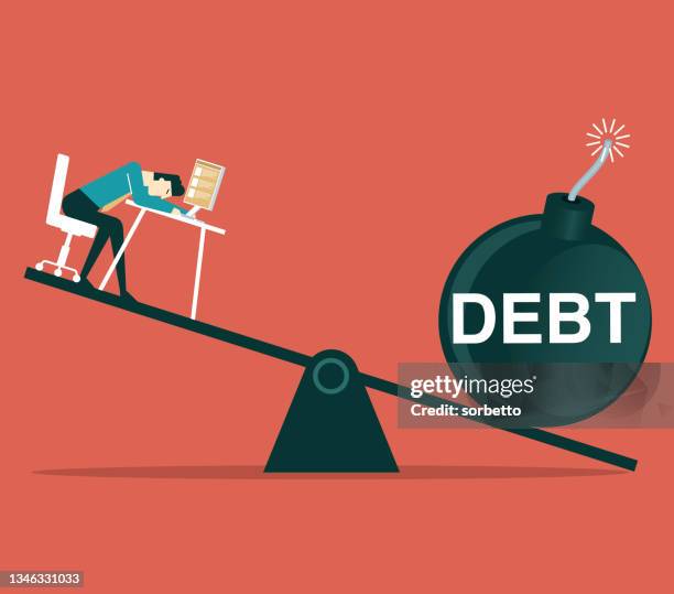 debt - businessman - inequality stock illustrations