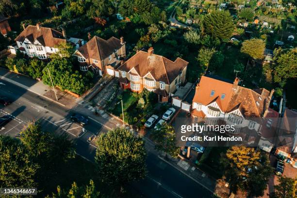 an aerial view of an urban street in london - stock photo - house price stock pictures, royalty-free photos & images