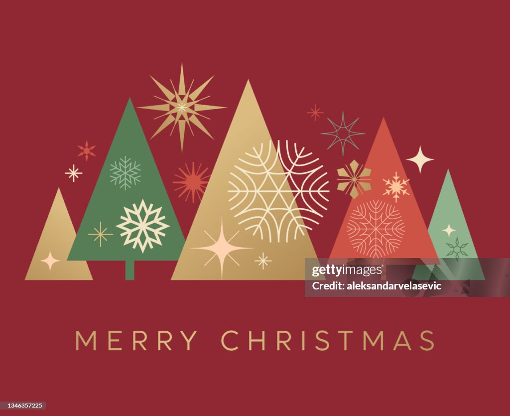 Weihnachtsbaumkarte mit Grüßen