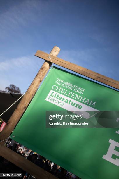 sign at the world famous cheltenham literature festival, held in the montpelier area of cheltenham. 9th october 2021 - cheltenham literature festival stock pictures, royalty-free photos & images