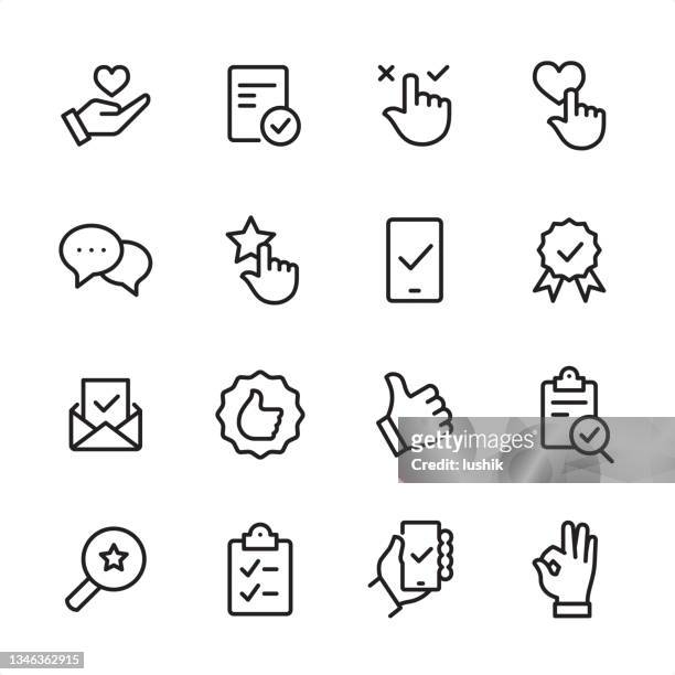 approve - outline icon set - email list stock illustrations