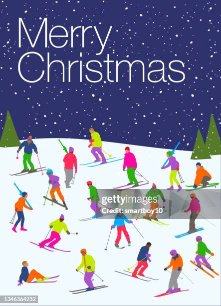 illustrations, cliparts, dessins animés et icônes de plaisir de noël dans la neige - enfant toboggan