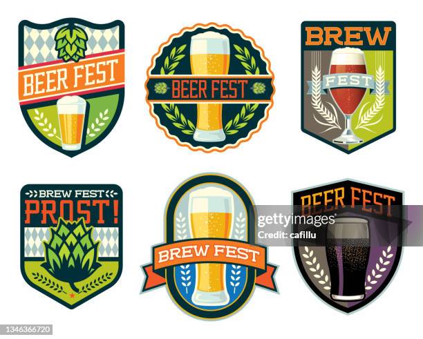 beer and brew fest logo, badge and shield - porter 幅插畫檔、美工圖案、卡通及圖標