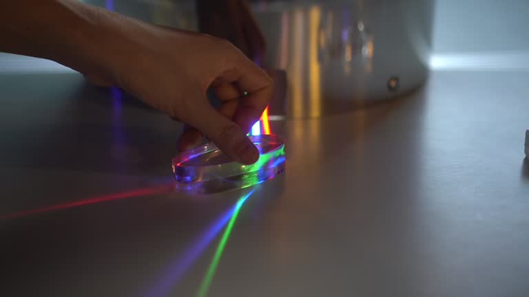 Oval prism test light distortion science experiment moving to create ...