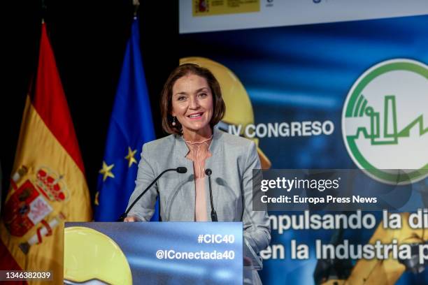 The Minister of Industry, Trade and Tourism, Reyes Maroto, at the inauguration of the IV Connected Industry 4.0 Congress, at La Nave, on 13 October,...