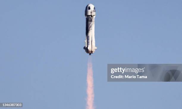 Blue Origin’s New Shepard Blue Origin’s New Shepard flies toward space carrying 90-year-old Star Trek actor William Shatner and three other civilians...