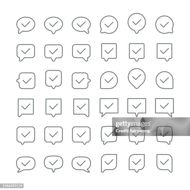 checking bubble icon - feedback box stock illustrations