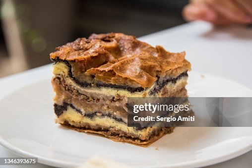 Prekmurska gibanica, Slovenian layered pastry Prekmurska gibanica, Slovenian layered pastry