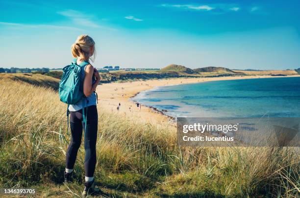 embleton bay, northumberland, england - british coast stock-fotos und bilder