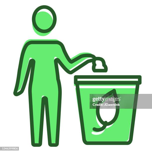 person using compost bin icon - editable stroke - compost bin stock illustrations