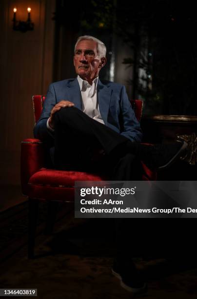 Former Denver Broncos head coach Mike Shanahan poses for a portrait at his home on Wednesday, October 13, 2021. Shanahan, who won back to back Super...