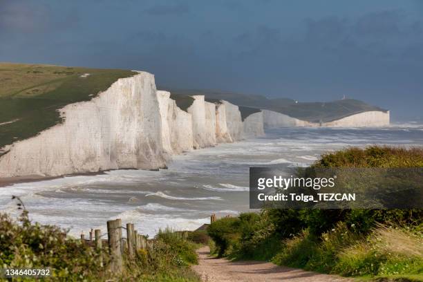 view of the seven sisters cliffs - eastbourne stock pictures, royalty-free photos & images