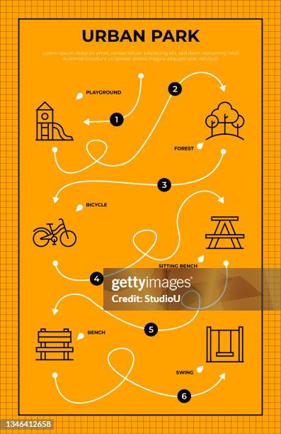 urban park roadmap infographic template - directional sign stock illustrations