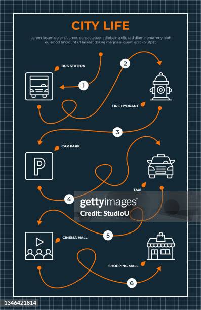 city life roadmap infographic template - subway stock illustrations stock illustrations