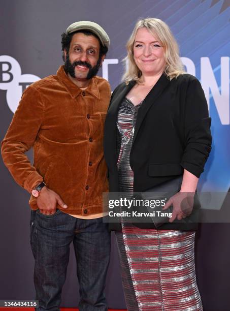 Adeel Akhtar and Claire Rushbrook attend the "Ali & Ava" UK Premiere during the 65th BFI London Film Festival at The Royal Festival Hall on October...