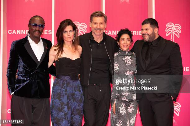 Marco Prince, Sigal Avin, Nikolaj Coster-Waldau, Naidra Ayadi and Salvatore Esposito attend the closing ceremony during the 4th Canneseries Festival...
