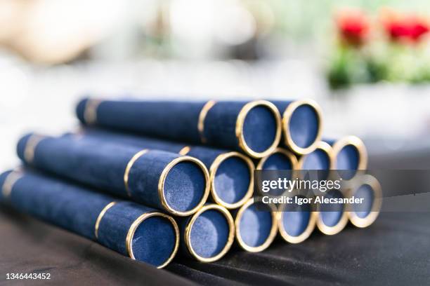 diploma straws at graduation - degree stock pictures, royalty-free photos & images