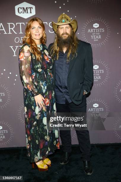 Morgane Stapleton and Chris Stapleton attend the 2021 CMT Artist Of The Year on October 13, 2021 in Nashville, Tennessee.