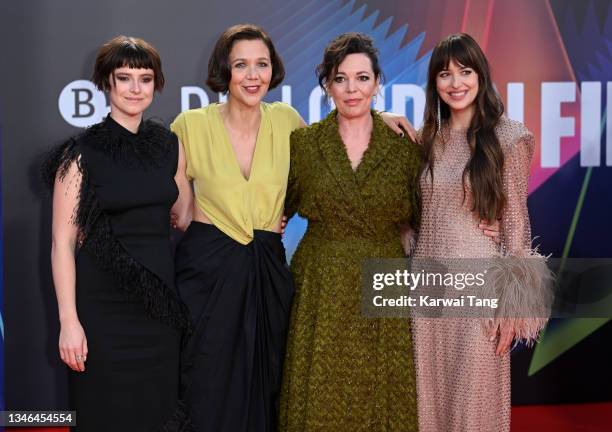 Jessie Buckley, Maggie Gyllenhaal, Olivia Colman and Dakota Johnson attend "The Lost Daughter" UK Premiere during the 65th BFI London Film Festival...