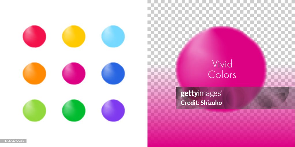 Vivid color round shape.Soft light gradation.A sphere with a simple but clay-like texture.Blur like watercolor.