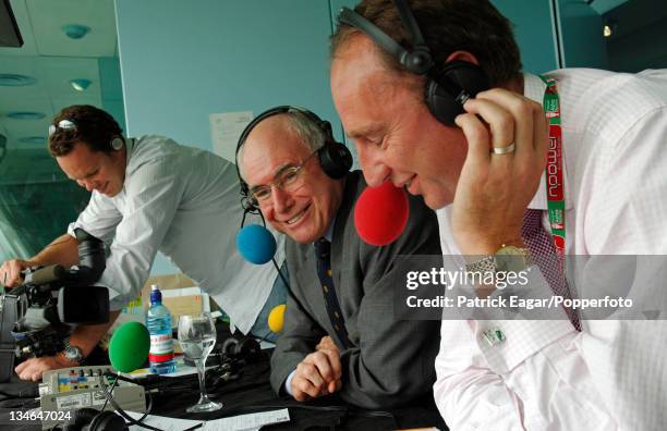 Australian Prime Minister John Howard with Jonathan Agnew on BBC radio 4 TMS , England v Australia, 1st Test, Lord's, Jul 05.