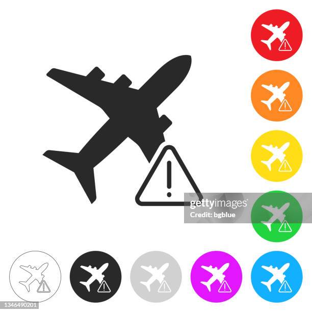 ilustrações, clipart, desenhos animados e ícones de restrição de voo. ícones planos em botões em cores diferentes - travel ban