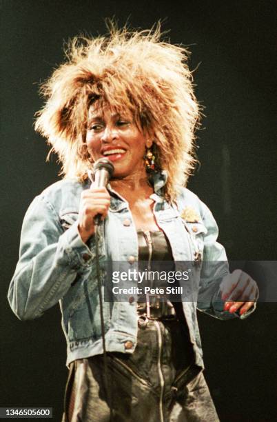 Tina Turner performs on stage at Wembley Arena during her 'Private Dancer' tour, on March 14th, 1985 in London, England.