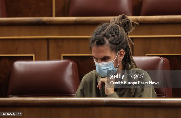 The former secretary of Organization and deputy of Unidas Podemos Alberto Rodriguez in a plenary session in the Congress of Deputies, on 14 October,...