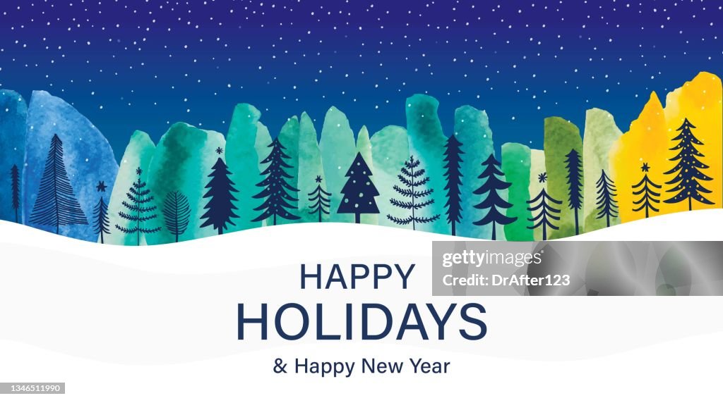 Frohe Feiertage und Neujahrsnacht Waldlandschaft