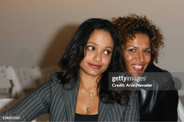 Judy Reyes and Lucia Rijker during Mercedes-Benz Fall 2005 L.A. Fashion Week at Smashbox Studios - Kevan Hall - Front Row at Smashbox Studios in...