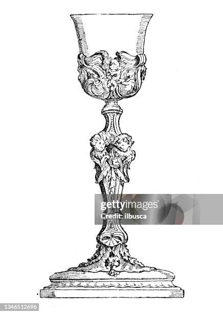 antique illustration: chalice - chalice drawing stock illustrations